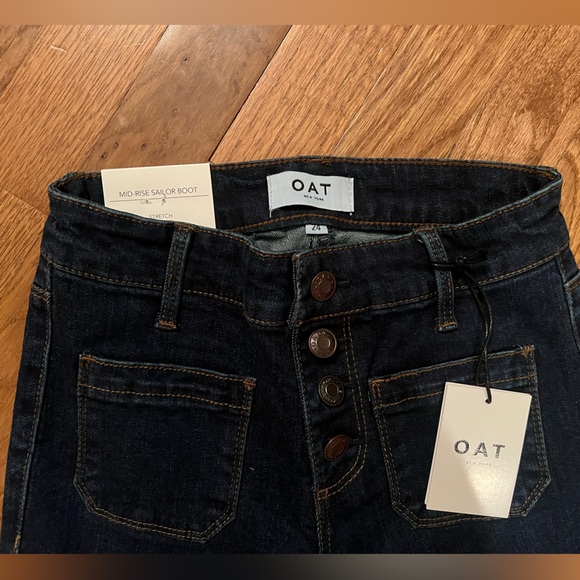 OAT New York Sailor Jeans Mid Rise Wide Leg Boot Cut Denim Pants 24 - Picture 2 of 6